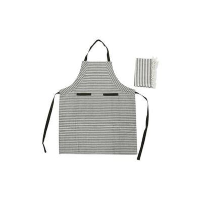 DELANTAL SET 2 ALGODON 70X1X85 200GSM, RAYAS VERDE