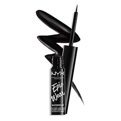 NYX Professional Makeup Eyeliner Liquide Semi-Permanent Epic Wear, Longue Tenue, Waterproof, Maquillage et Body Art Créatif, Fini Mat, Couleur : Noir