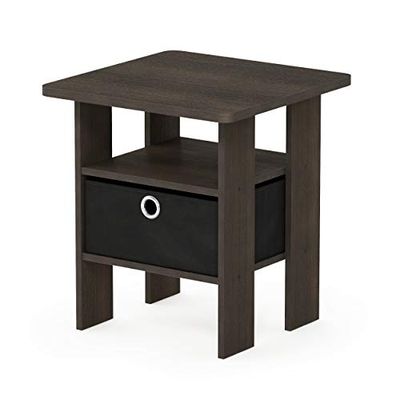 Furinno Andrey Mesa auxiliar, madeira, castanho-escuro/preto, tamanho único