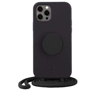 PopSockets x Just Elegance - Carcasa para iPhone 12/12 Pro Con un Collar Trenzado Extraíble y un PopTop intercambiable - Black