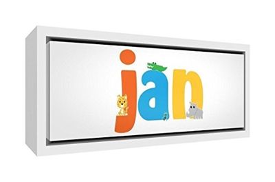Little Helper JAN3084-FC-15DE houten ingelijste canvasdruk gepersonaliseerd met jongensnaam, Jan, groot, 34 x 88 x 3 cm
