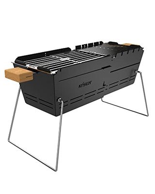 Knister Grill Original – Barbecue à charbon de bois mobile pour pique-nique, camping et extérieur, noir