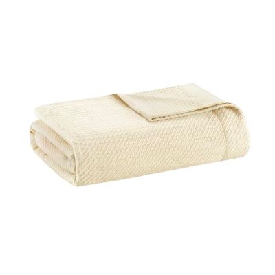 Madison Park 100% Egyptian Cotton Knit Luxury Premium Soft Cozy Blanket Reduced Pilling, snagging and Shrinkage, King, Ivory