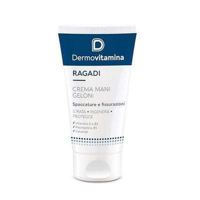 Dermovitamina Ragadi Geloni Creme Mani pés 75 ml, creme contra fissuras e gelões, com vitamina E, de ação regeneradora intensiva, protege, hidrata e nutre a pele de agressões externas