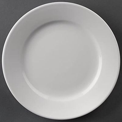 12X Athena, articoli per hotel, servizio piatti con bordo ampio da 165 mm, in porcellana bianca