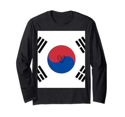 Bandiera della Corea del Sud Cuore Coreano Orgoglioso Patrimonio Maglia a Manica