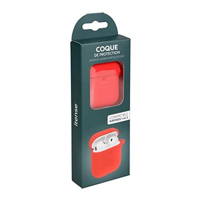 ITENSE - Coque écouteurs sans Fil - Compatible Apple, airpods 1 et 2 - Couleur: Rouge - Matière: Silicone - Etui écouteurs - Coque de Protection - Protège des Chocs et des Rayures - Coque Souple