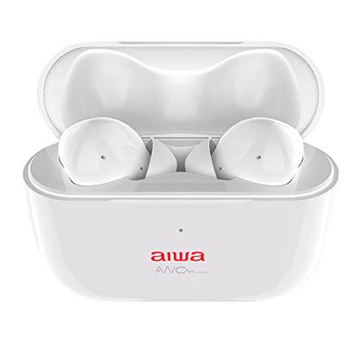 Aiwa - EBTW-888ANC/WT Cuffie Auricolari Bluetooth, Noise Canceling, Audio Alta Definizione, Microfono Vivavoce, Impermeabile, Bluetooth, Assistente Vocale, Autonomia 15h, Ricarica USB, Colore Bianco