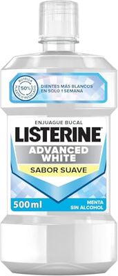 Listerine Płyn do płukania jamy ustnej, Advanced White, bezalkoholowy, łagodna mięta, 500 ml