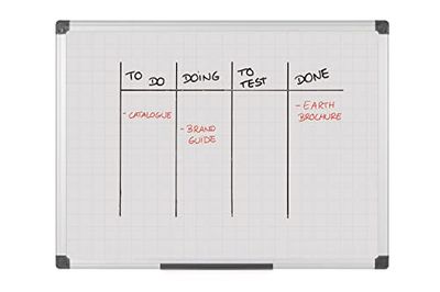 Bi-Office Maya Gridded Magnetic Aluminium Framed Whiteboard 120x90
