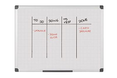 Bi-Office Maya whiteboard met roosters, droog afwasbaar, met aluminium frame, dubbelzijdig whiteboard, 180 x 120 cm, 90 x 60 cm