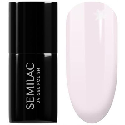 SEMILAC 385 Pastel Pink Sky Nail UV Gel Polish | Long Lasting and Easy to Apply | Soak off UV/Led | Perfect for Home and Professional Manicure and Pedicure 7 ml