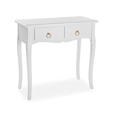 Versa Console Lyon de Style provençal, Dimensions (H x L x l) 77 x 35 x 80 cm, Blanc