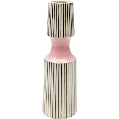 Kare Design vaas Calabria, roze, decoratieve vaas, bloemenvaas, porselein, handgemaakt, uniek, 41 cm (H)