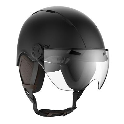 CASR Style - Stedelijke lifestylehelm voor fiets en elektrische step - Transparant vizier en afneembare oorbeschermers - Optimale comfort voor mannen en vrouwen - Metallic Zwart - Maat L