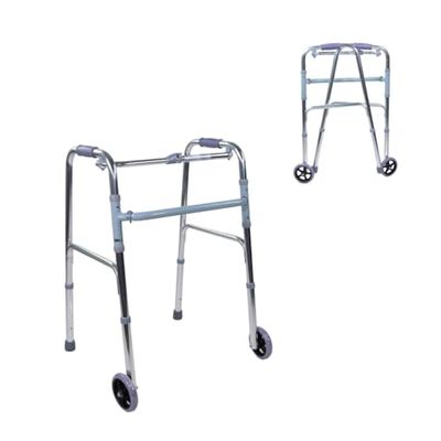 Mobiclinic®, Walking Frame for The Elderly, Model Capitel, European Brand, Foldable, Height Adjustable, Anti-Slip, Adults or Disabled, Lightweight and Sturdy, 2 Wheels, Aluminium, Colour Grey