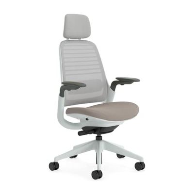 Steelcase Series 1, silla de oficina ergonómica con sujeción lumbar, brazos 4D y reposa cabeza regulables, respaldo de malla Trufa