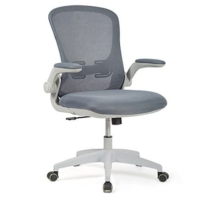 IntimaTe WM Heart WY21A04 Bureaustoel, managersstoel, ergonomische bureaustoel, ademende bureaustoel, in hoogte verstelbare draaistoel met inklapbare armleuningen,60 x 60 x 105.5 cm, grijs