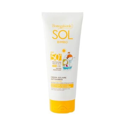 Bottega Verde - SOL bimbo - Crema corpo - antisabbia, resistente all'acqua - senza profumo - protezione molto alta SPF50+ (200 ml) - water resistant - specifica per la pelle dei bambini