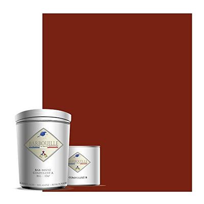 BARBOUILLE - Bar-Résine Carmin - Résine Epoxy Bi-Composants - Effet Mat - Peinture Mur, Plafond, Boiserie, Carrelage & Métal - Lessivable - COV A+ - Fabriquée En France - 750 ml