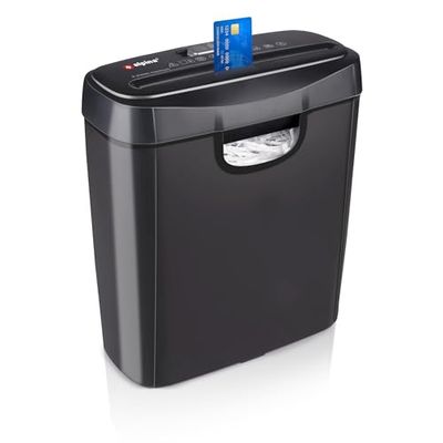 alpina Destructeur de Documents Papier - Broyeur Papier et Cartes de Crédit 190W - Dechiqueteuse Papier Electrique - Espace pour 6 Feuilles A4 - Collecteur de 10L - Noir