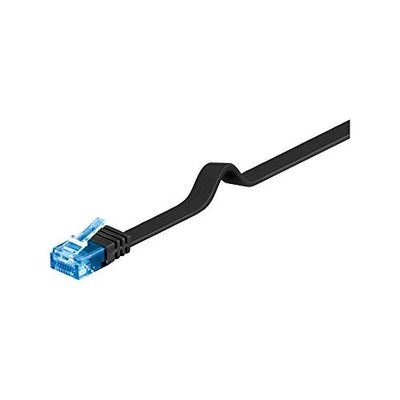 Goobay 96367 CAT 6 A U/UTP Câble de Liaison Plat, Noir, 10m Longueur