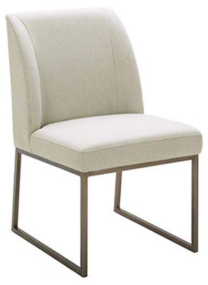 Marque Amazon - Rivet Chaise de salle à manger contemporaine avec base métallique en laiton, 86 cm de haut, Craie