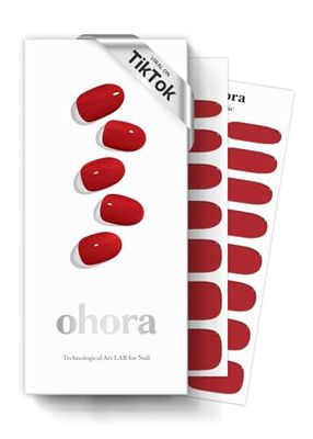 Ohora Sticker Unghie Gel Semi-Polimerizzato, 30 Unghie Gel Adesive Made in Corea, con Lima, Due Salviette Umide e Uno Stick in Legno per l'Applicazione