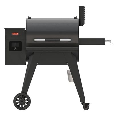Barbecook Barbecue à pellets Arthur, Gril à pellets avec 3 grilles réglables, 75°C-260°C, en émail noir 126x72x130 cm