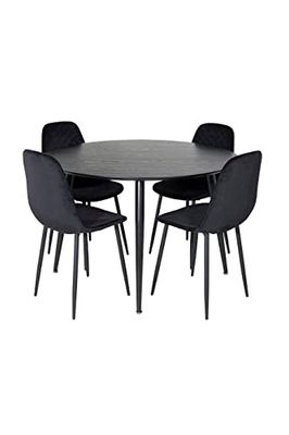 Venture Home GR19949 Dipp & Polar Redondo Gastronomía Mesa con 4 Sillas, 75 cm Altura x 115 cm Diámetro, Negro/Blanco