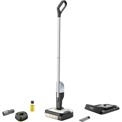 Kärcher Fregona eléctrica FC 2-4 Battery Set, inalámbrico con rodillo de microfibra giratorio, autonomía de batería: aprox. 20 min, rendimiento por carga de batería: aprox. 70 m², batería de recambio