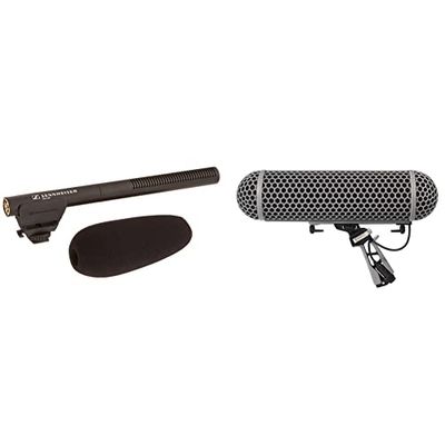 Sennheiser Professional MKE 600 Shotgun Microphone with XLR-3 to 3.5mm Connector for Video Camera/Camcorder, 505453 & RØDE Blimp Windshield and Shock Mount System