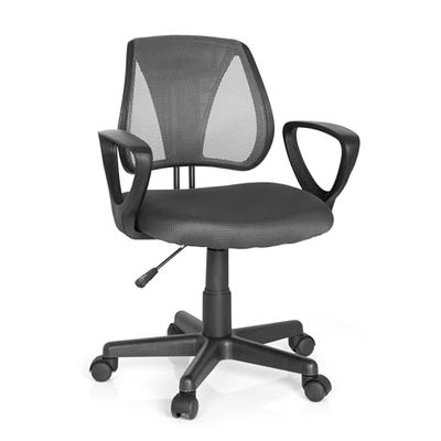 hjh OFFICE 725102 Chaise de Bureau pivotante pour Enfant KIDDY CD Dossier réglable en Hauteur, Tissu Maille Gris