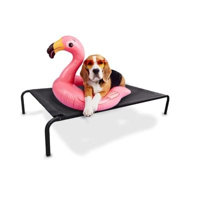 Mobiclinic® Pets, Cama elevada Perro, Cleo, Refrescante, Aislante, Marca Española, 122x71x21cm, Resistente, Interior y Exterior, Fácil de Limpiar, Montaje sin Herramientas, Máx. 60 kg,Negro