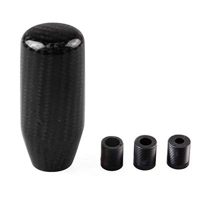 RYANSTAR Universal Car Gear Shift Knob Shifter Lever Round Ball Shape Carbon Fiber (Black-sk061)
