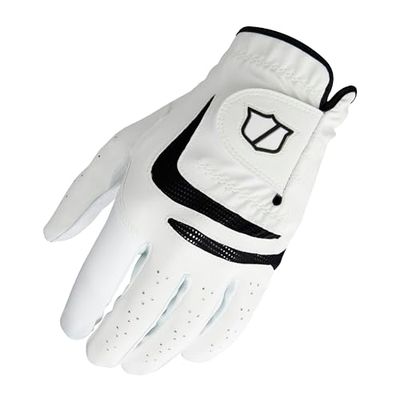 Wilson Grip Plus Guanto da golf- Uomo, Mano Destra, Bianco/Nero, Taglia XL