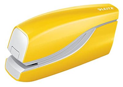 Leitz Cucitrice Elettrica, Capacità fino a 10 Fogli, Alimentazione a Batteria, Gamma WOW, 55661016, Giallo