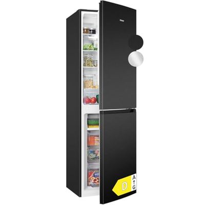 Bomann Réfrigérateur et Congélateur 247L KG7360-Noir, Système MultiAirflow, Totalement Sans Givre, 4 Étagères en Verre, Éclairage LED, Classe Énergétique A+, Noir