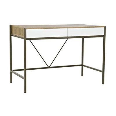 DKD Home Decor Escritorio Color Blanco, de Metal y MDF (110 x 55 x 76 centímetros)