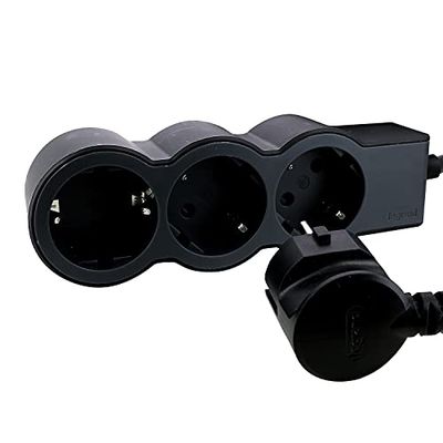 Legrand 694560, Regleta de enchufes, Enchufe múltiple con 3 Tomas de Corriente, Cable 3m, Color Negro/Gris Oscuro