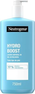 Neutrogena Hydro Boost Loção corporal em gel ultraleve para todos os tipos de pele (750 ml), creme hidratante corporal refrescante com glicerina e ácido hialurónico