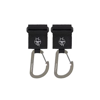 LÄSSIG Barnvagnsfäste (2 st.) Kardborreband karbinhakar karbinhakar barnvagnskrokar shoppingkrokar metall/sparkcykel krokar med karbinhakar svart