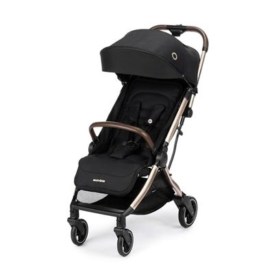 Maxi-Cosi Eva3 Kinderwagen, 0 - 4 Jaar, 0 - 22 kg, Baby wandelwagen, Lichtgewicht & Compact, Vlakke Ligpositie, 3 Posities, Automatische Opklappen met 1 hand, Draagriem, Essential Black Champagne