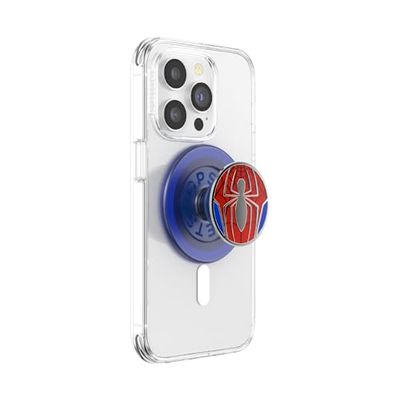 PopSockets: PopGrip Round para MagSafe - Anillo Adaptador para MagSafe Incluido - Soporte y Agarre para Teléfonos Móviles y Carcasas con un Top Intercambiable, Spiderman - Peter Parker Suit