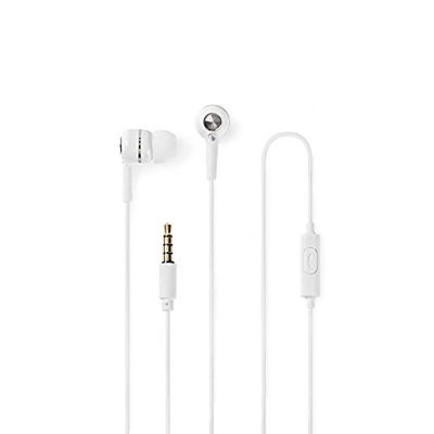 NEDIS - Auricolari con cavo - in-ear - Cavo rotondo da 1,2 m - Microfono integrato - Funzione vivavoce - Bianco