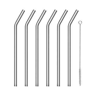 blomus -SALA- 64248 Set of 6 Curved Glass Drinking Straws, Reusable Drinking Straws Made of Recycled Glass, includes Cleaning Brush, Dishwasher Safe, Shockproof, Colour Smoke, Matte Glass