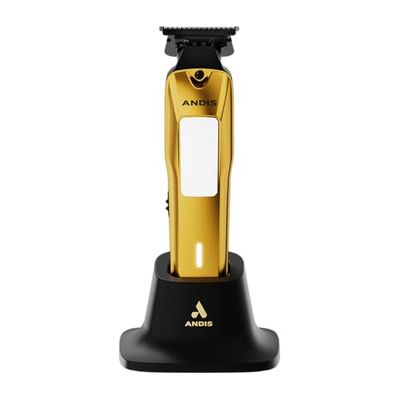 Andis 562119 Tondeuse à barbe et cheveux électrique Phenom Professional avec/sans fil, lithium-ion, avec support de charge, dorée
