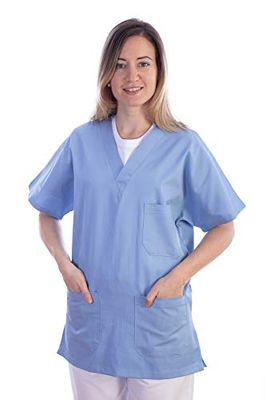 GiMA – Tunika, katoen/polyester, unisex, voor verpleegsters, therapeuten, beauty, gezondheid care, nail, SPA Limo, Large, blauw, 1