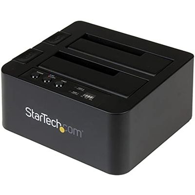 StarTech.com Fristående hårddiskduplicator – extern HDD/SSD-kloner/kopiator med dubbla fack – USB 3.1 (10 Gbps) till SATA III HDD/SSD-dockningsstation, hårddiskklonering/återställning, diskkloner