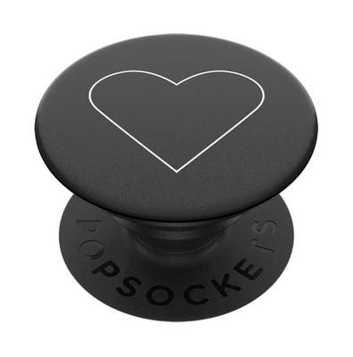 Popsockets PopGrip - Soporte y Agarre para Teléfonos Móviles y Tabletas con un Top Intercambiable - White Heart Black